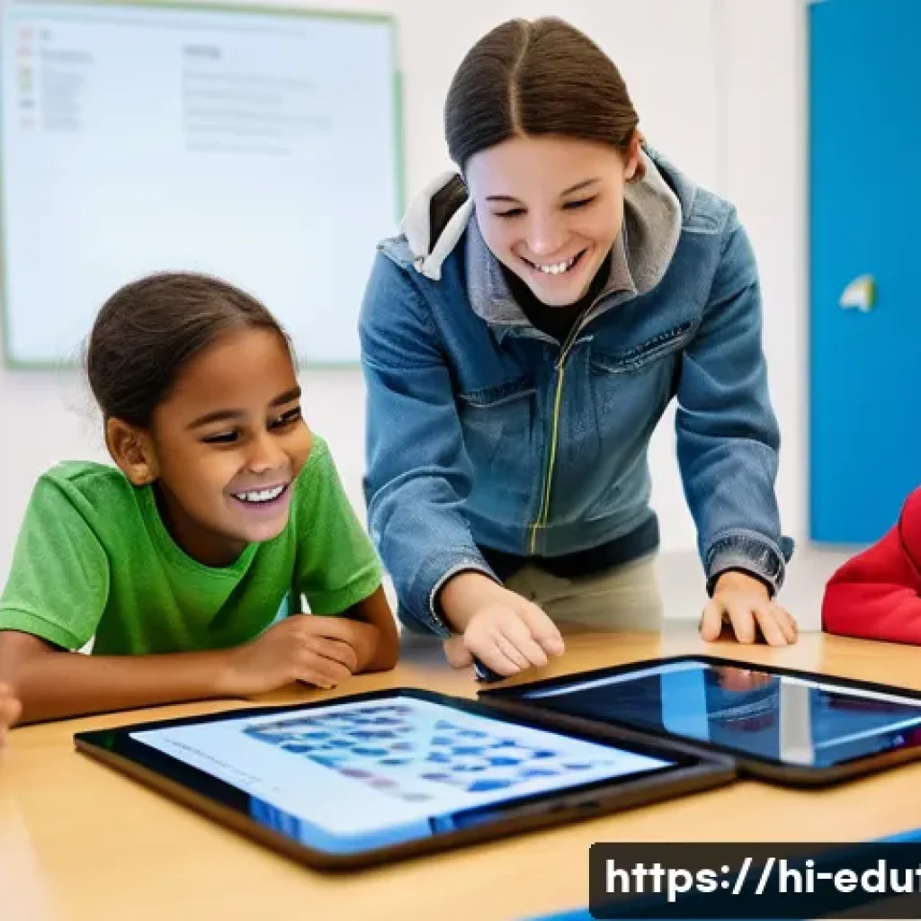 어린이 코딩 게임과 교육완구 - **Prompt 1: "Young children, aged 7-10, engaged in a vibrant and interactive coding lesson. A divers...